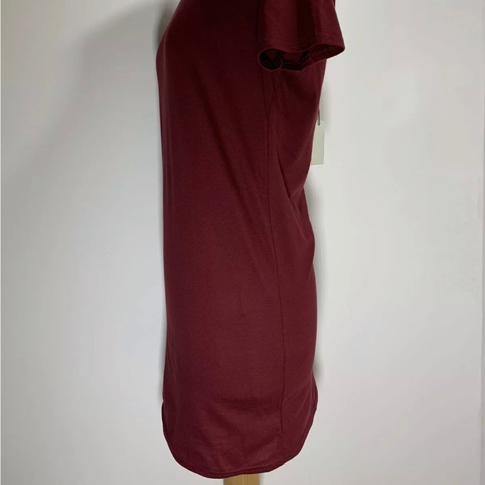 Missguided T-shirt Dress Burgundy Short Sleeve Mini Open-Back Crew Neck UK 8 - Picture 7 of 7